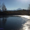 小さな池の向こうの富士山